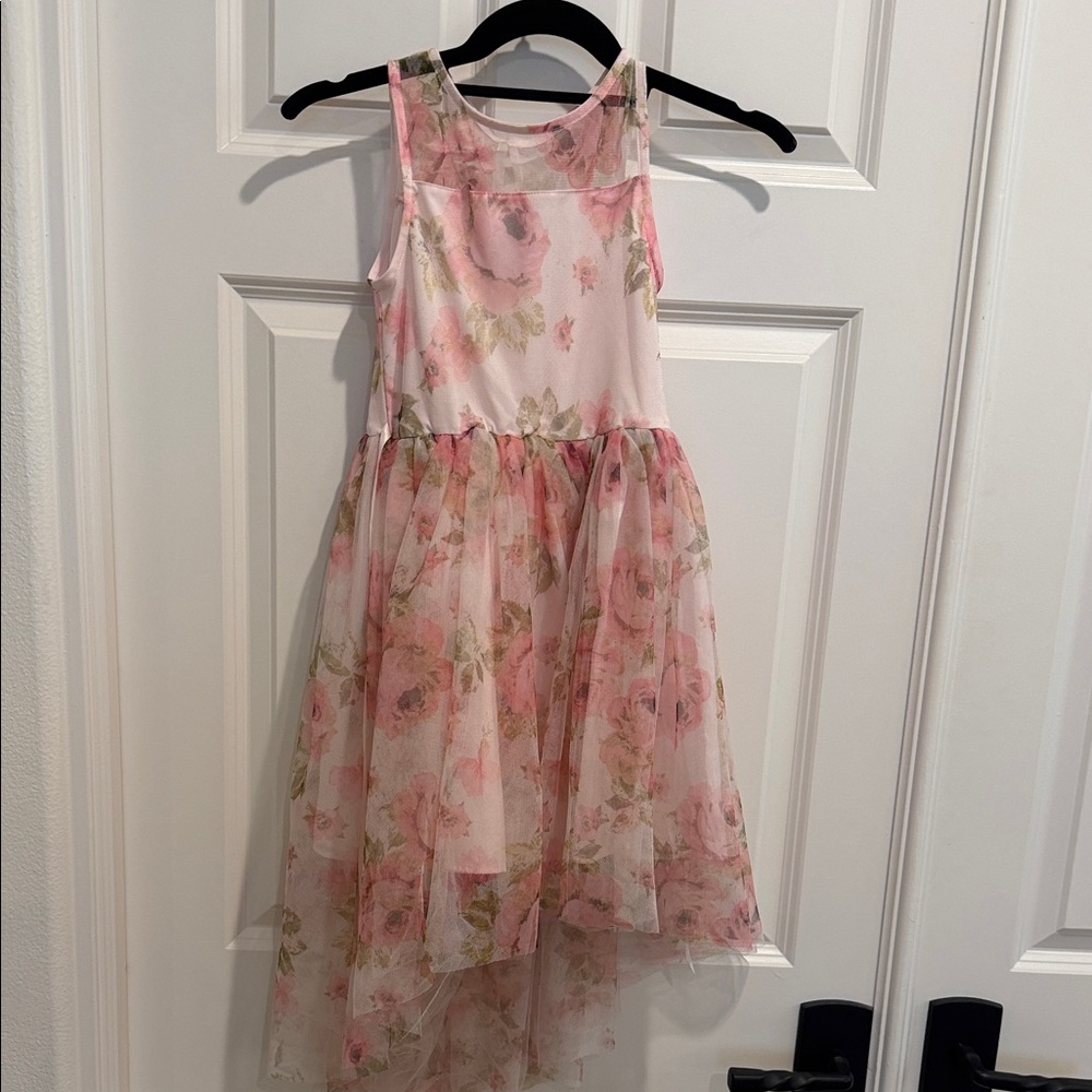 Zenzi Pink Floral High-Low Tulle Party Dress